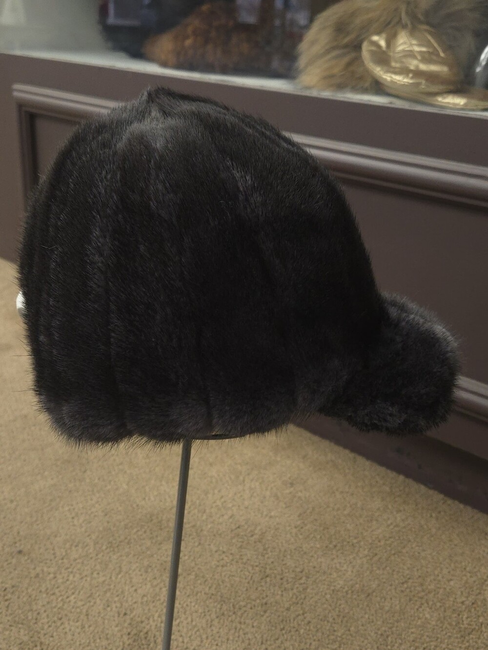 Dark Blue Iris Mink Fur Baseball Cap